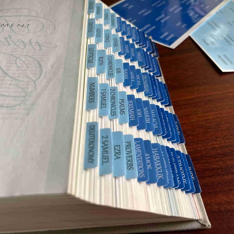 thinkor Reposition Bible Tabs, Large Print Lanimated Stickers, Easy to Read and Apply Bible Tabs for Women and Man (Four Blue) - Image 4